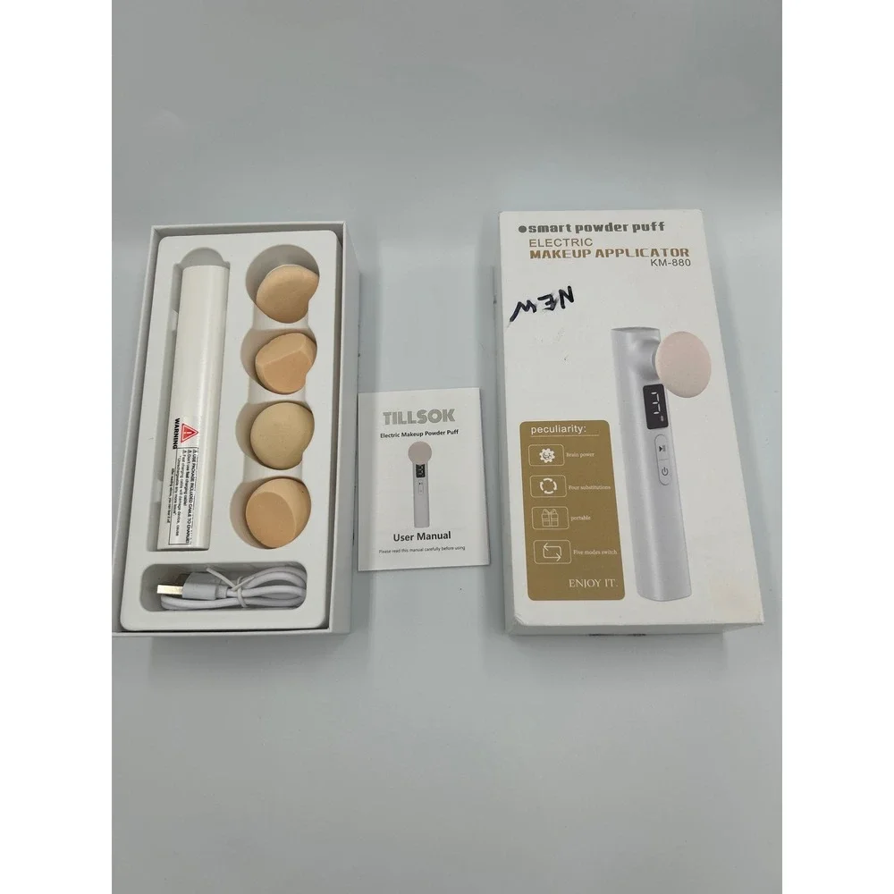 Smart Powder Puff Electric Makeup Applicator KM-880 Silver 5 Modes New Open Box